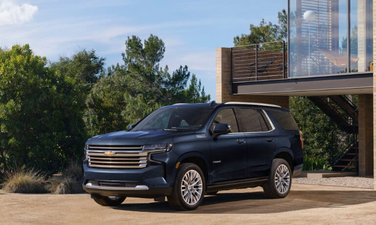2024 Chevy Tahoe Exterior In Front Of Modern House
